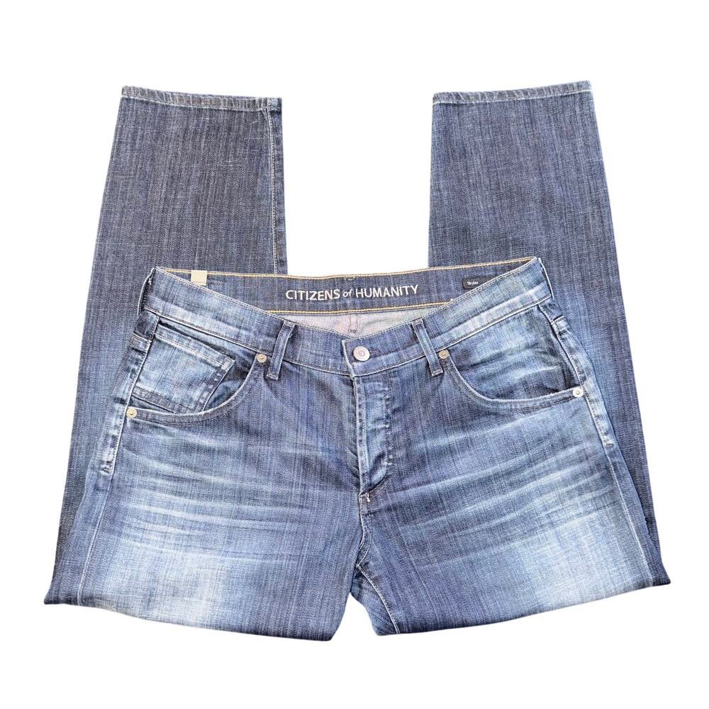 Citizens of Humanity Skyler Crop Boyfriend Jeans Distressed Blue Denim Women 27